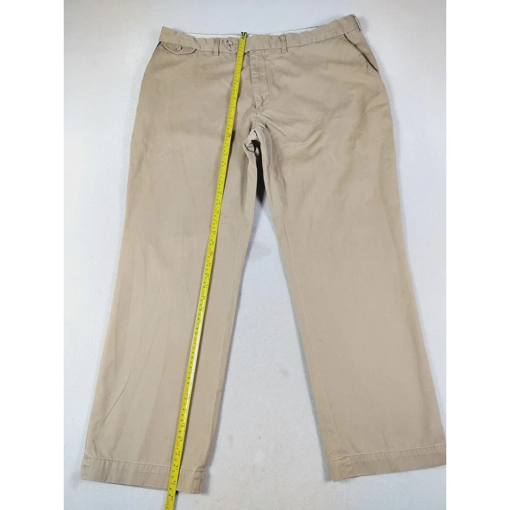Vintage Polo Ralph Lauren Pants Mens 42 Beige Cotton Chino Flat Front Casual